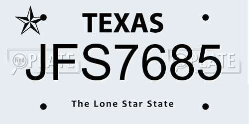 JFS7685 Texas License Plate