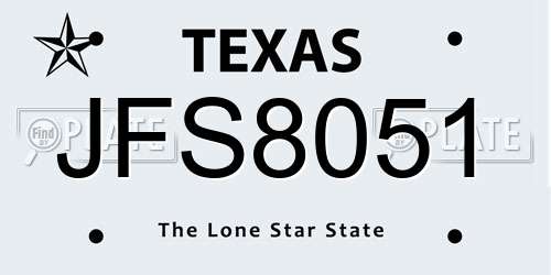 JFS8051 Texas License Plate