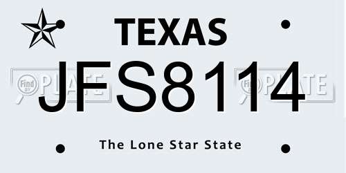 JFS8114 Texas License Plate