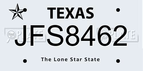 JFS8462 Texas License Plate