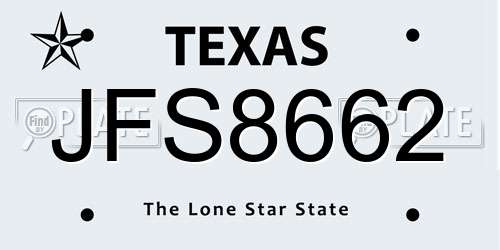 JFS8662 Texas License Plate