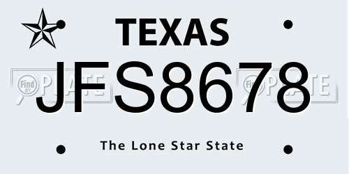 JFS8678 Texas License Plate