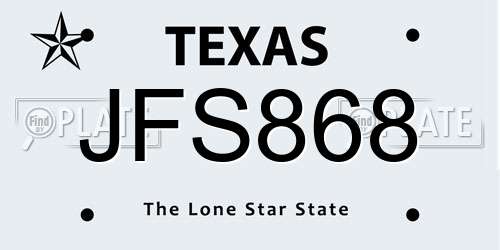 JFS868 Texas License Plate