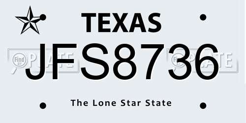 JFS8736 Texas License Plate