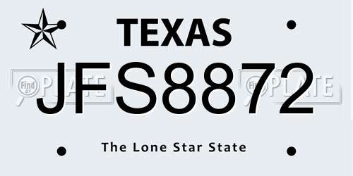 JFS8872 Texas License Plate