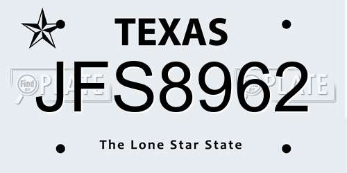 JFS8962 Texas License Plate