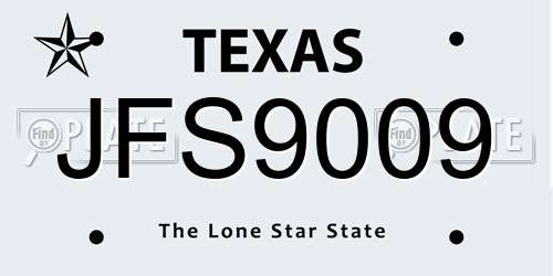 JFS9009 Texas License Plate