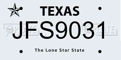 JFS9031 Texas License Plate