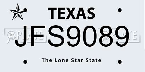 JFS9089 Texas License Plate