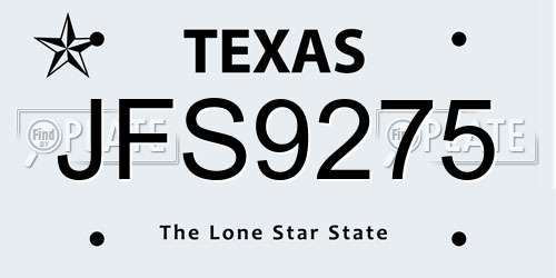 JFS9275 Texas License Plate