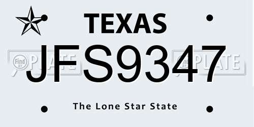 JFS9347 Texas License Plate