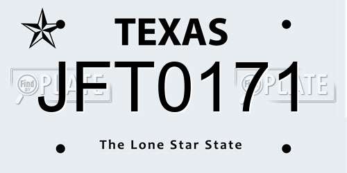 JFT0171 Texas License Plate