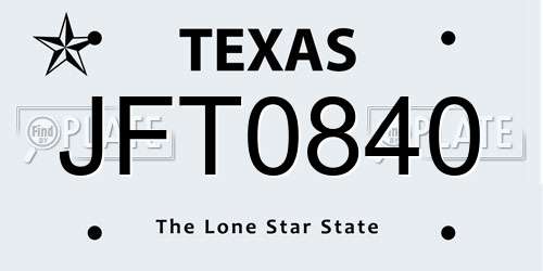 JFT0840 Texas License Plate