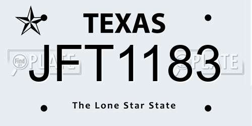 JFT1183 Texas License Plate
