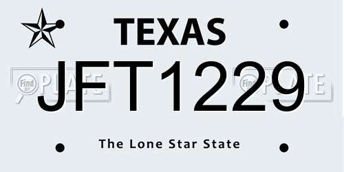 JFT1229 Texas License Plate