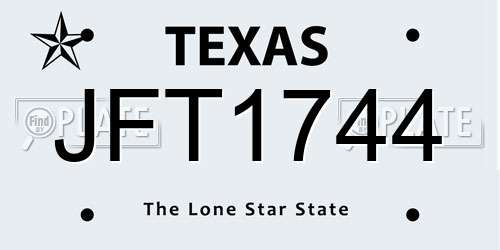 JFT1744 Texas License Plate