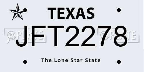 JFT2278 Texas License Plate
