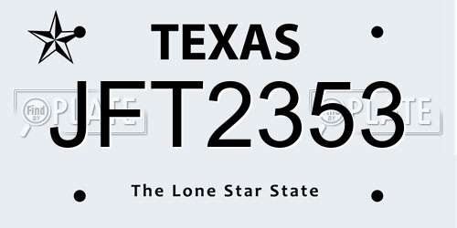 JFT2353 Texas License Plate