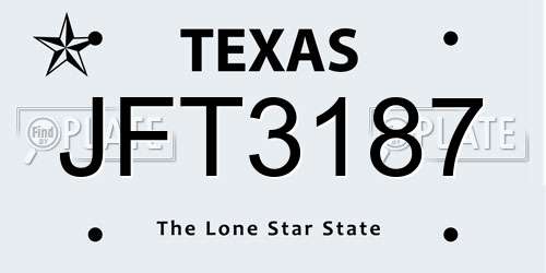 JFT3187 Texas License Plate