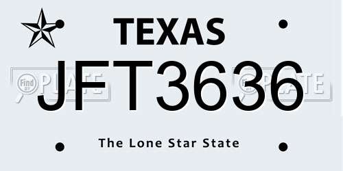 JFT3636 Texas License Plate