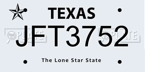 JFT3752 Texas License Plate
