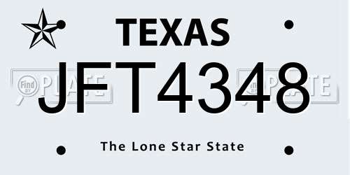JFT4348 Texas License Plate