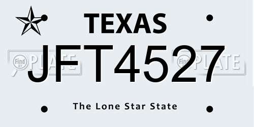 JFT4527 Texas License Plate