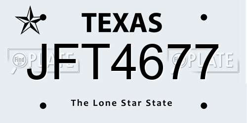 JFT4677 Texas License Plate
