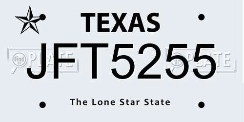 JFT5255 Texas License Plate
