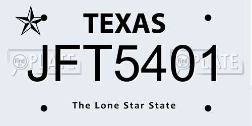 JFT5401 Texas License Plate