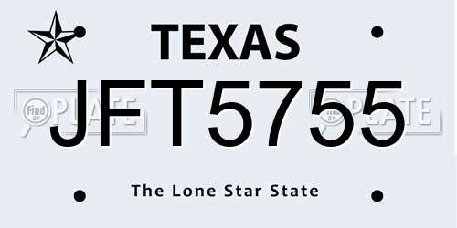 JFT5755 Texas License Plate