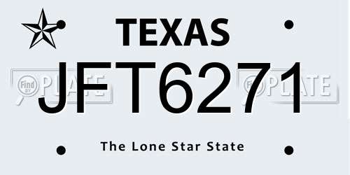JFT6271 Texas License Plate
