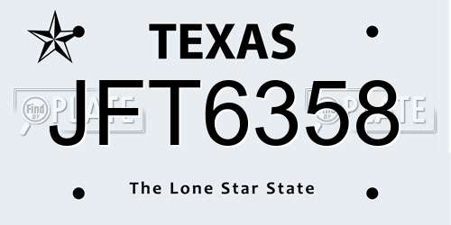 JFT6358 Texas License Plate