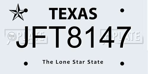 JFT8147 Texas License Plate