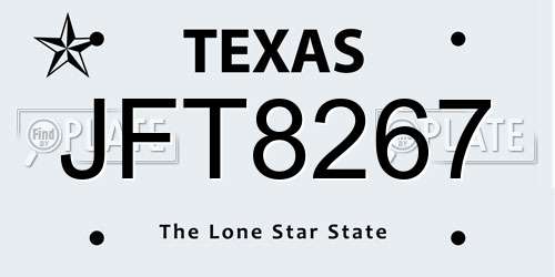 JFT8267 Texas License Plate