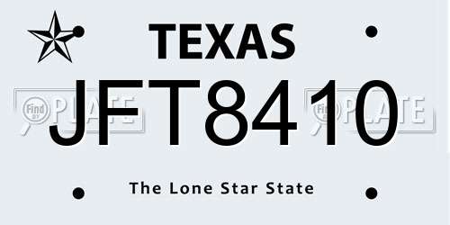 JFT8410 Texas License Plate