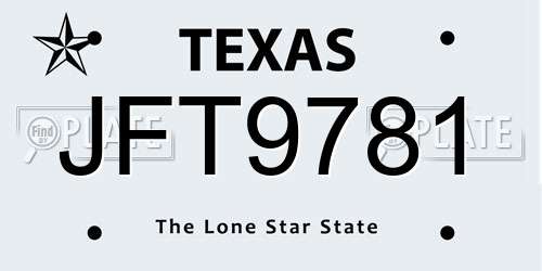 JFT9781 Texas License Plate