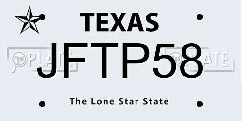 JFTP58 Texas License Plate