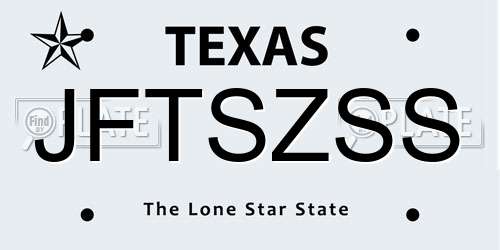 JFTSZSS Texas License Plate
