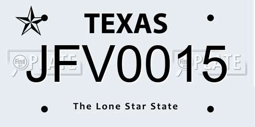 JFV0015 Texas License Plate