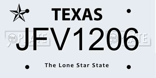 JFV1206 Texas License Plate