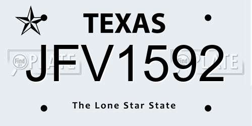 JFV1592 Texas License Plate