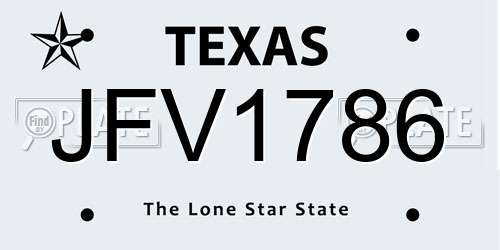 JFV1786 Texas License Plate