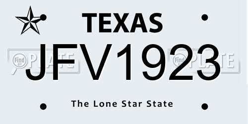 JFV1923 Texas License Plate
