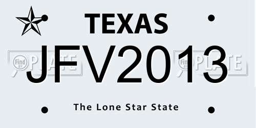 JFV2013 Texas License Plate