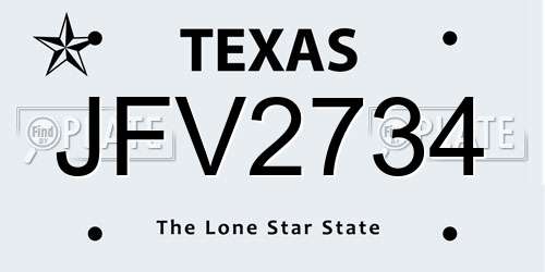 JFV2734 Texas License Plate