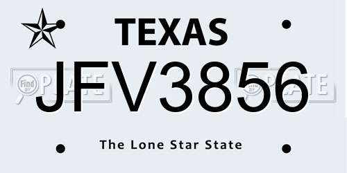JFV3856 Texas License Plate