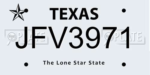 JFV3971 Texas License Plate