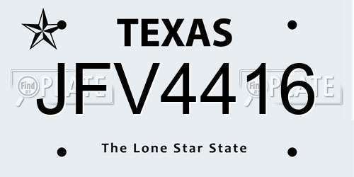 JFV4416 Texas License Plate