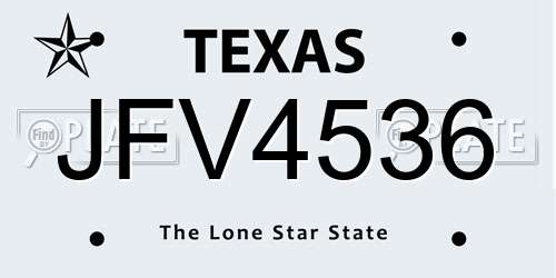 JFV4536 Texas License Plate